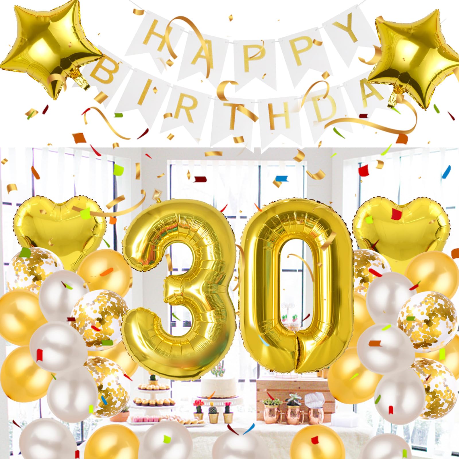 Amazon | 30歳 誕生日 バルーン 風船 飾り付け セット 数字バルーン 30