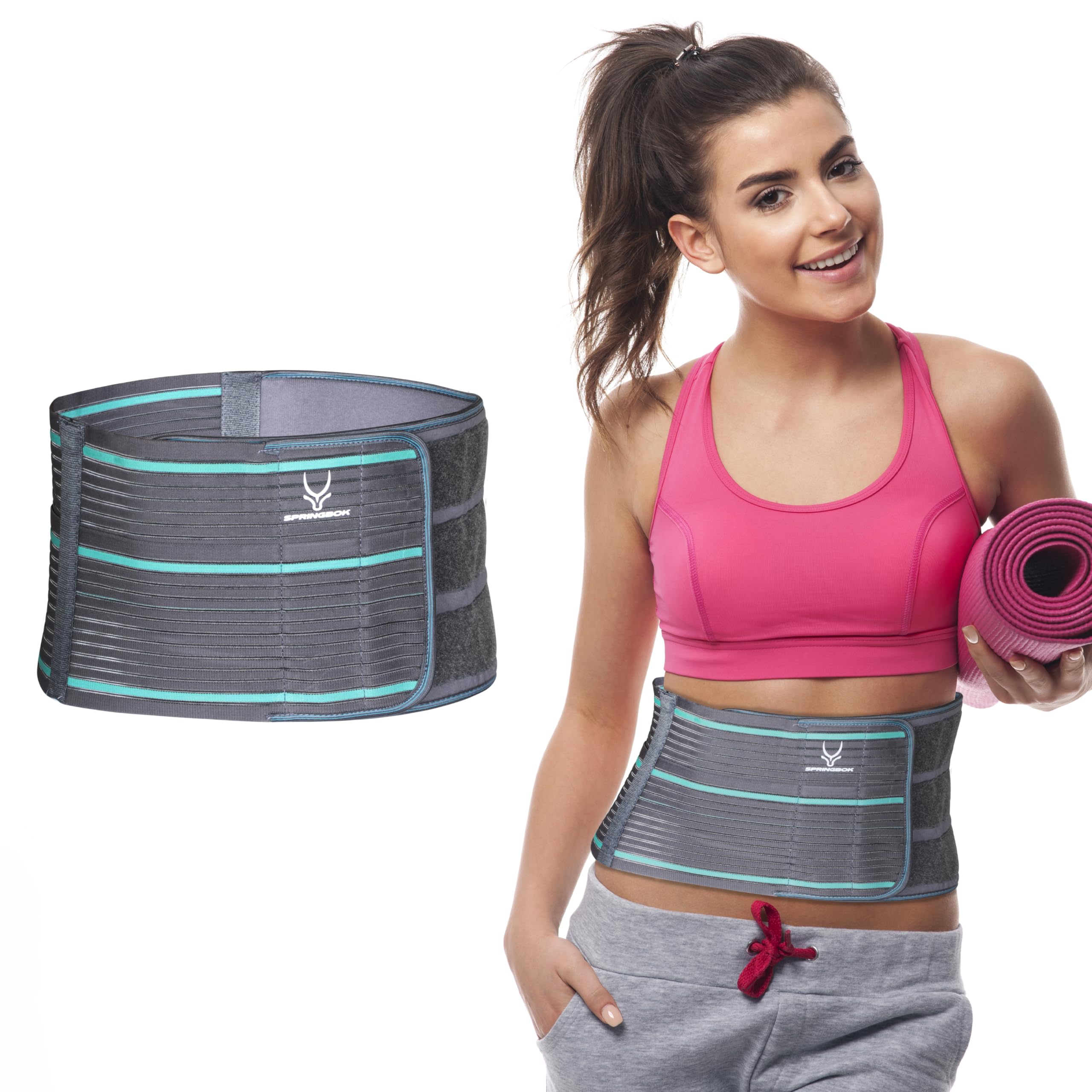 SPRINGBOK Abdominal Wrap Support Belt | Postpartum Belly Band for Tummy Reduction| Abdominal Binder | Waist Shaping Support Belt for Women | High Elasticity Belly Belt (Black_1 Piece)