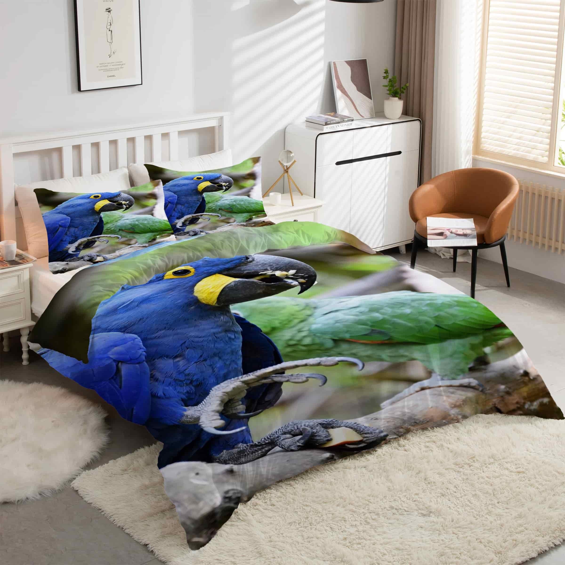 Housse de couette 240x260 lit king size ensemble de literie 3 pièces motif bleu kK1308