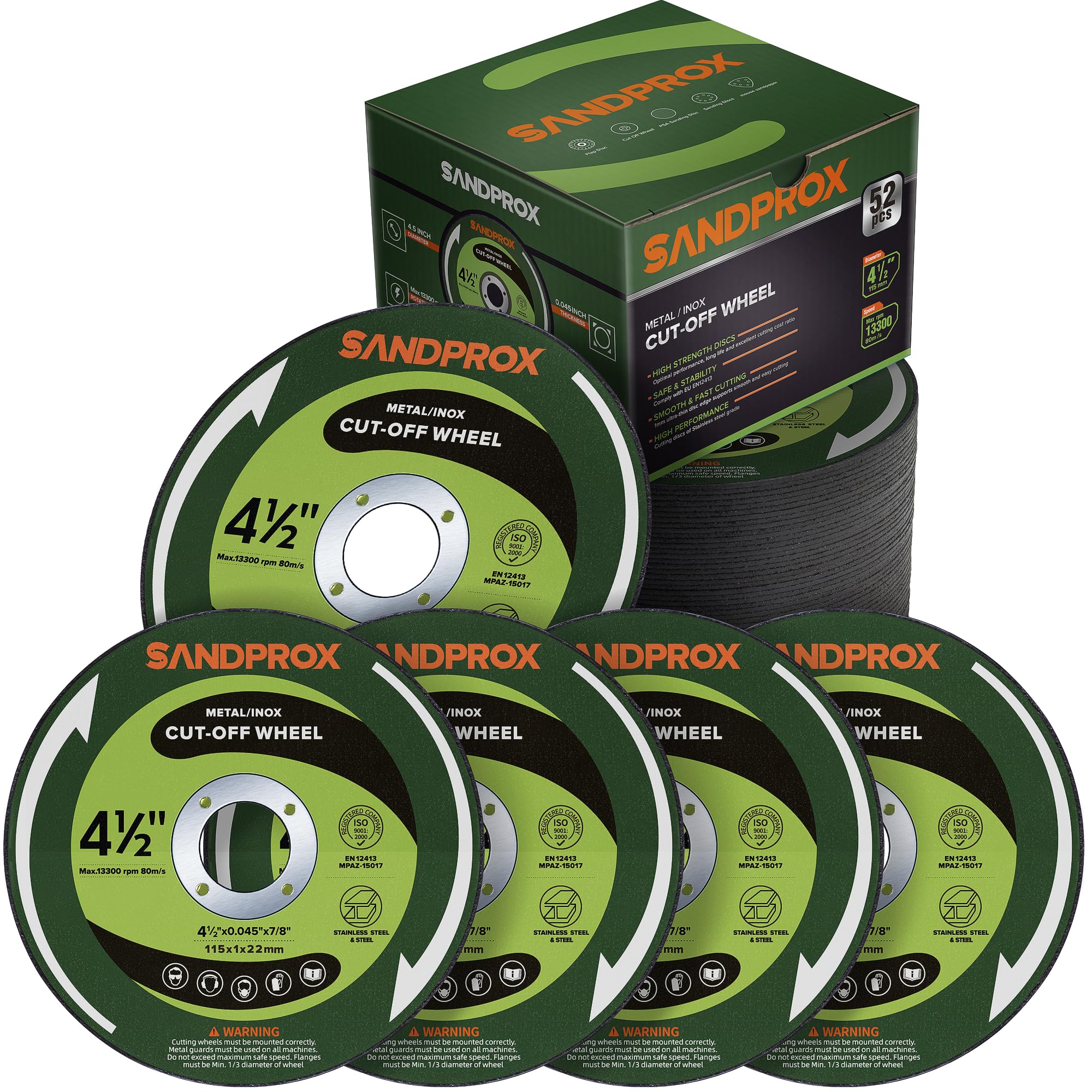 Rueda de corte de 4.5 pulgadas, 52 piezas