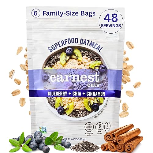 Earnest Eats Superfood Avena cereales calientes con quinoa mezcla de chía de arándanos 756 onzas paquete de 6