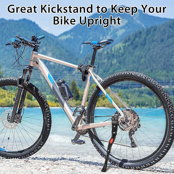 NUWAB Premium Bike Kickstand, Aluminium Alloy Adjustable Height Rear Side Bicycle Kick Stand, Suitable for Mountain Bike and Road Bike of 24Inch-28 Inch, Come With Allen Wrench 2PCS