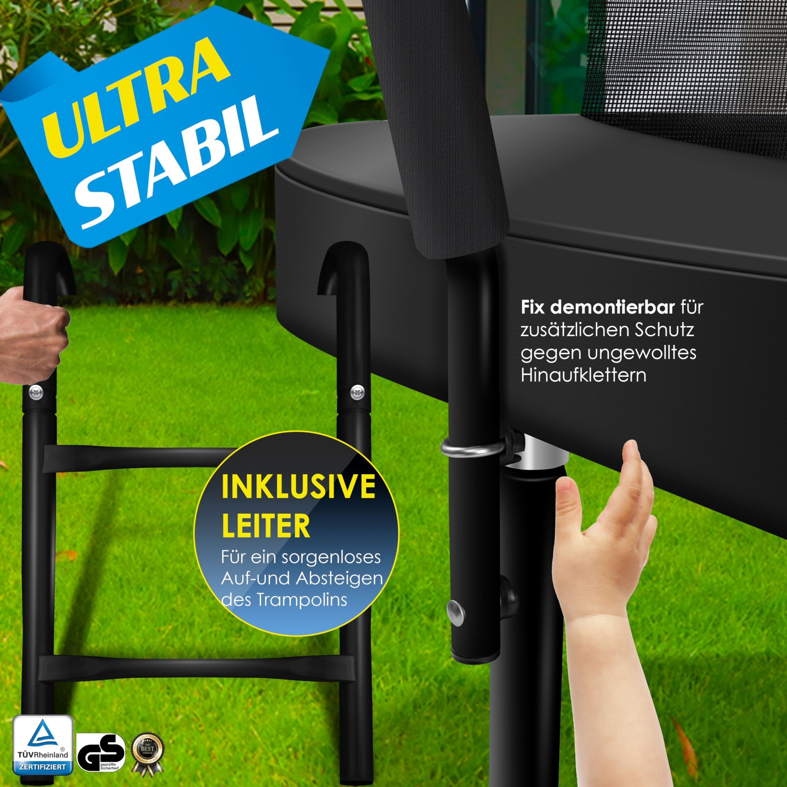 KESSER® Rete di Sicurezza Sostitutiva per Trampolino Rete per Trampolino Resistente ai Raggi UV Protezione per Trampolino Ø 244 305 366 427 cm | Porta d'ingresso con Zip