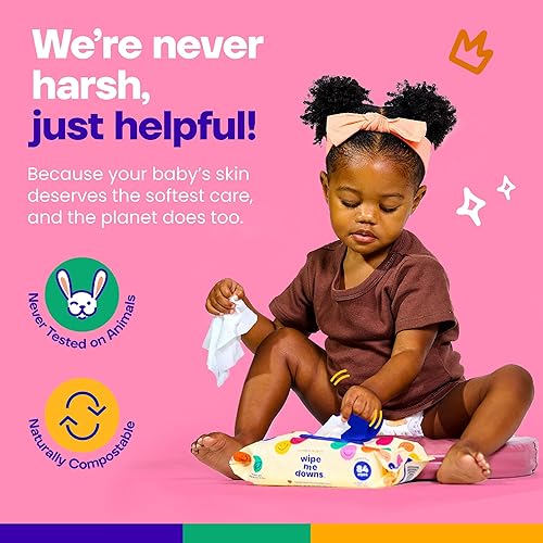 Miniatura 5 de The Happy Hues Wipe Me Downs Toallitas para bebé, ultra suaves, hipoalergénicas, sin perfume con manteca de karité y aloe, toallitas húmedas suaves