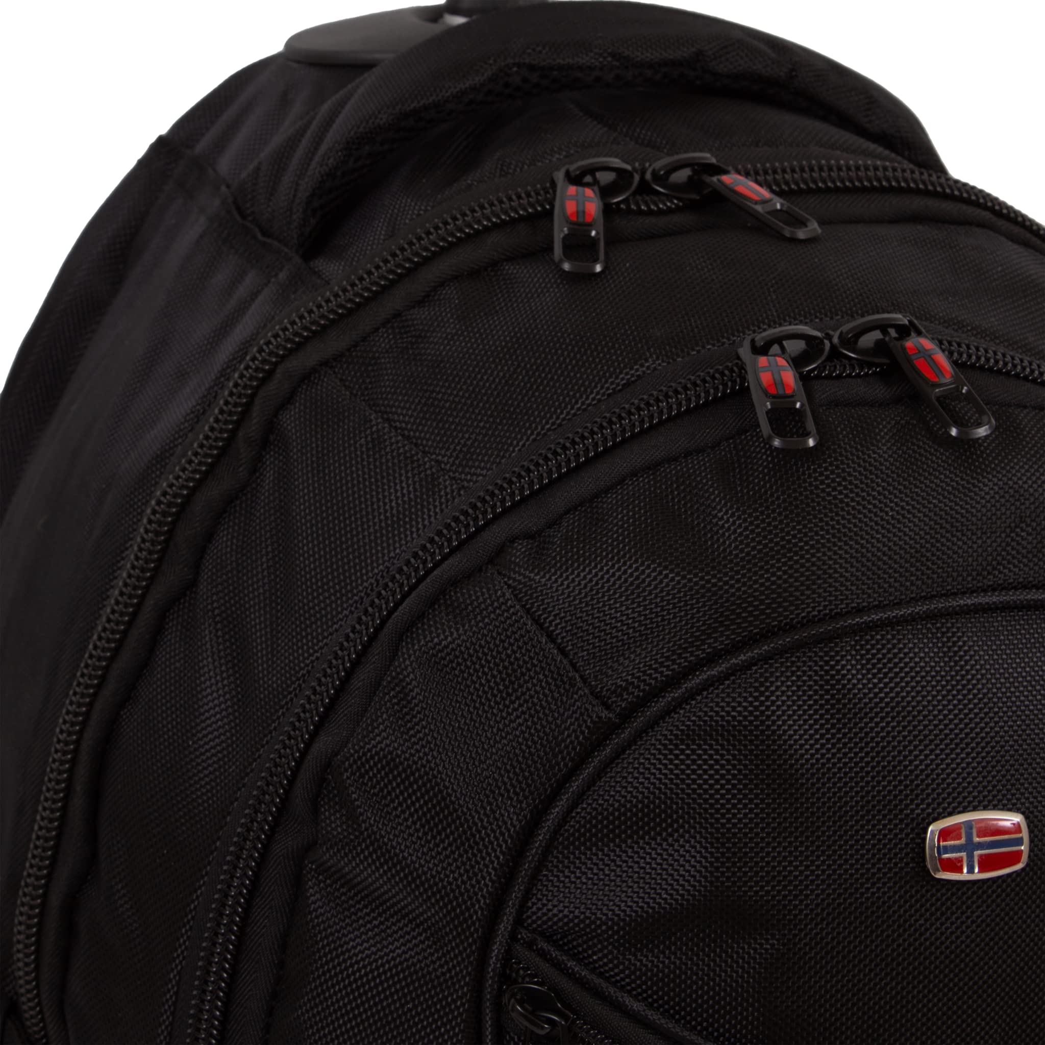 Adventure Bags - Mochila con ruedas 2 en 1, compartimento principal grande, compartimento para portátil, nailon impermeable, 2 ruedas de goma, Negro, 55 cm x 36 cm x 55 cm