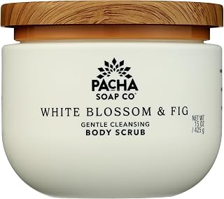 Pacha Soap White Blossom & Fig Body Scrub 15 oz - Cruelty-Free Exfoliating Treatment for Smooth, Radiant Skin