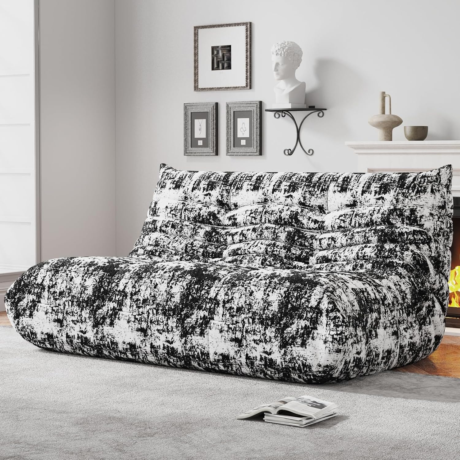 WHGBJA Bean Bag Chairs for Adults, Memory Foam Couch Loveseat Sofa Chair, Soft Teddy Material Cozy Comfy Reading Nook Chairs, Floor Chair for Living Room Bedroom Office