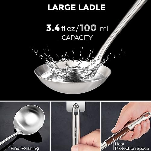 Miniatura 6 de YOSUKATA Juego de sartén Wok de acero al carbono de 14 pulgadas, presazonada, espátula y cucharón para wok de 17 pulgadas, resistente al calor, apto