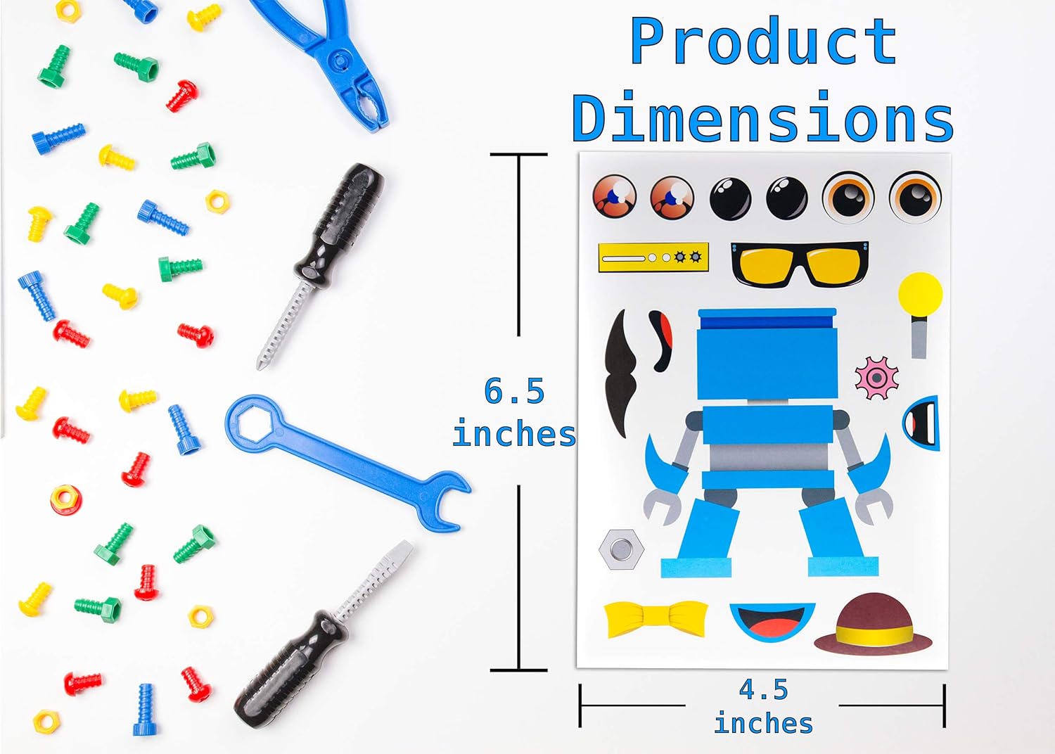 24 Make A Robot Stickers for Kids - Great Robot Theme Birthday Party Favors - Fun Craft Project for Children 3+ - Let Your Kids Get Creative & Design Their Favorite Robot Stickers