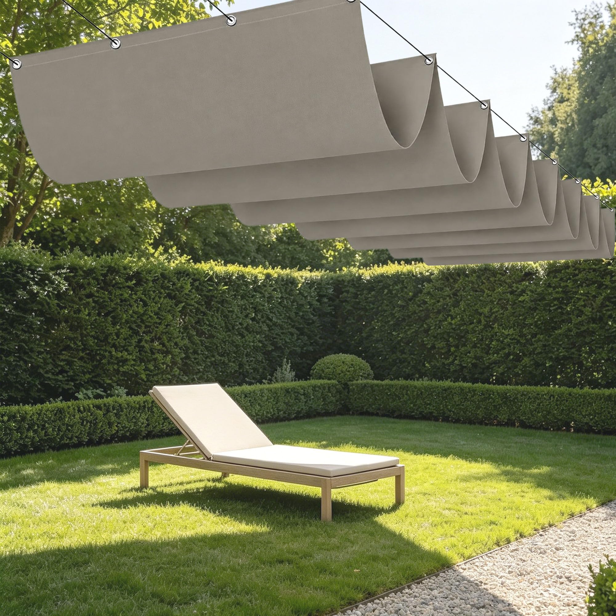 Voile d'ombrage rétractable taupe 650x500 cm pour terrasse