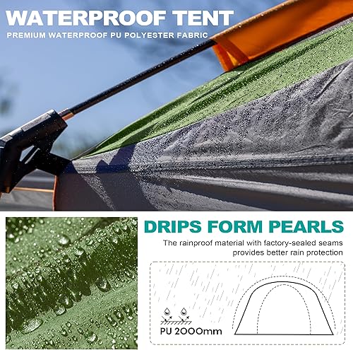 Miniatura 5 de SUV Tent for Camping,Waterproof PU2000mm, Fits 5-8 People,Spacious Double Layer Design, Includes Rainfly & Storage Bag, 8FT L x 8FT W x 7.2FT H |