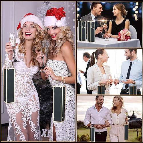 Miniatura 4 de Mimorou Paquete de 50 bolsas de vino, botellas de vino, bolsas de regalo a granel con asas de 13.8 x 3.8 x 3.8 pulgadas, reutilizables, con