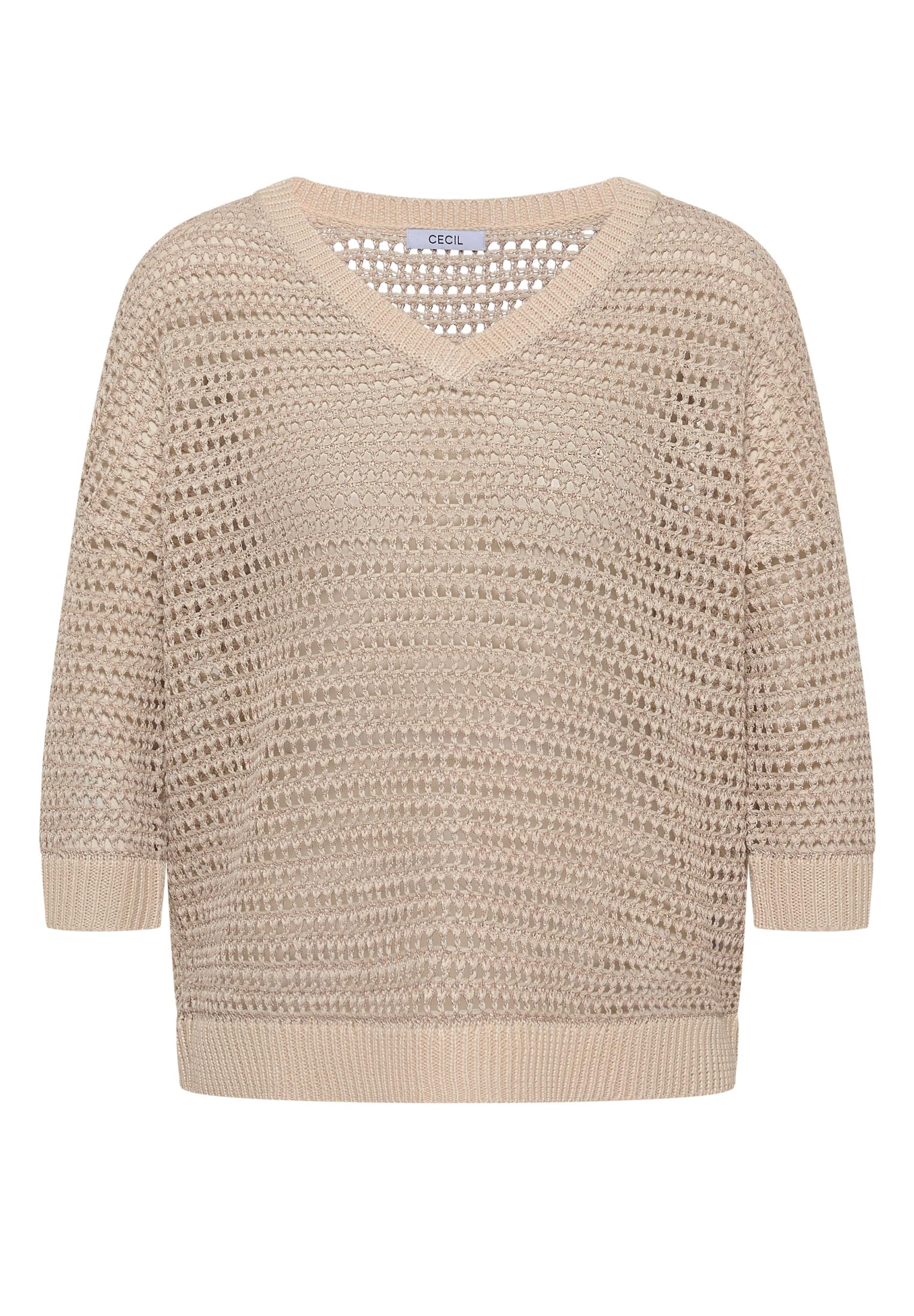 Cecil Damen Pullover mit V-Neck und Garnmix