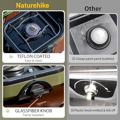 Miniatura 4 de Naturehike Estufa de camping plegable de 2 quemadores, estufa de gas propano portátil con bolsa de transporte, estufa de campamento de alto