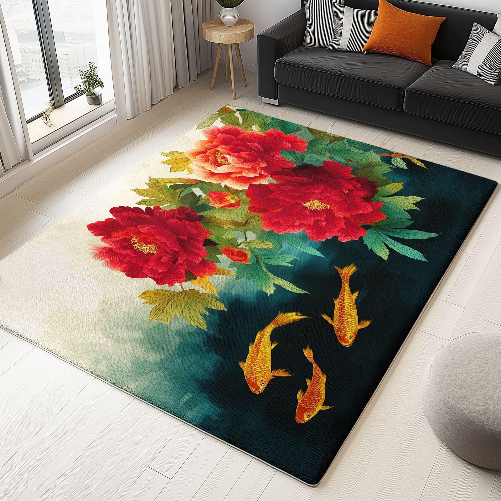 Genérico Dywan do salonu piwonia chiński obraz 120x180cm antypoślizgowy zmywalny dywan sypialnia jadalnia nowoczesny dywan do sypialni krótkie włosy
