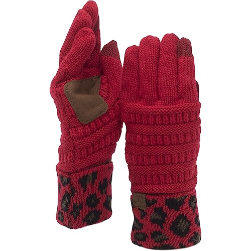 C.C Unisex Cable Knit Winter Warm Anti-Slip Touchscreen Texting Gloves