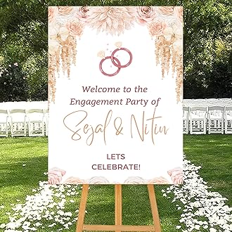 Theme My Party Custom Indian Traditional Engagement Ceremony Welcome Sign Board - Personalized Indian Pre Wedding Engagement Wedding Sign Board – Indian Ceremony Welcome Sign for Engagement Decoration