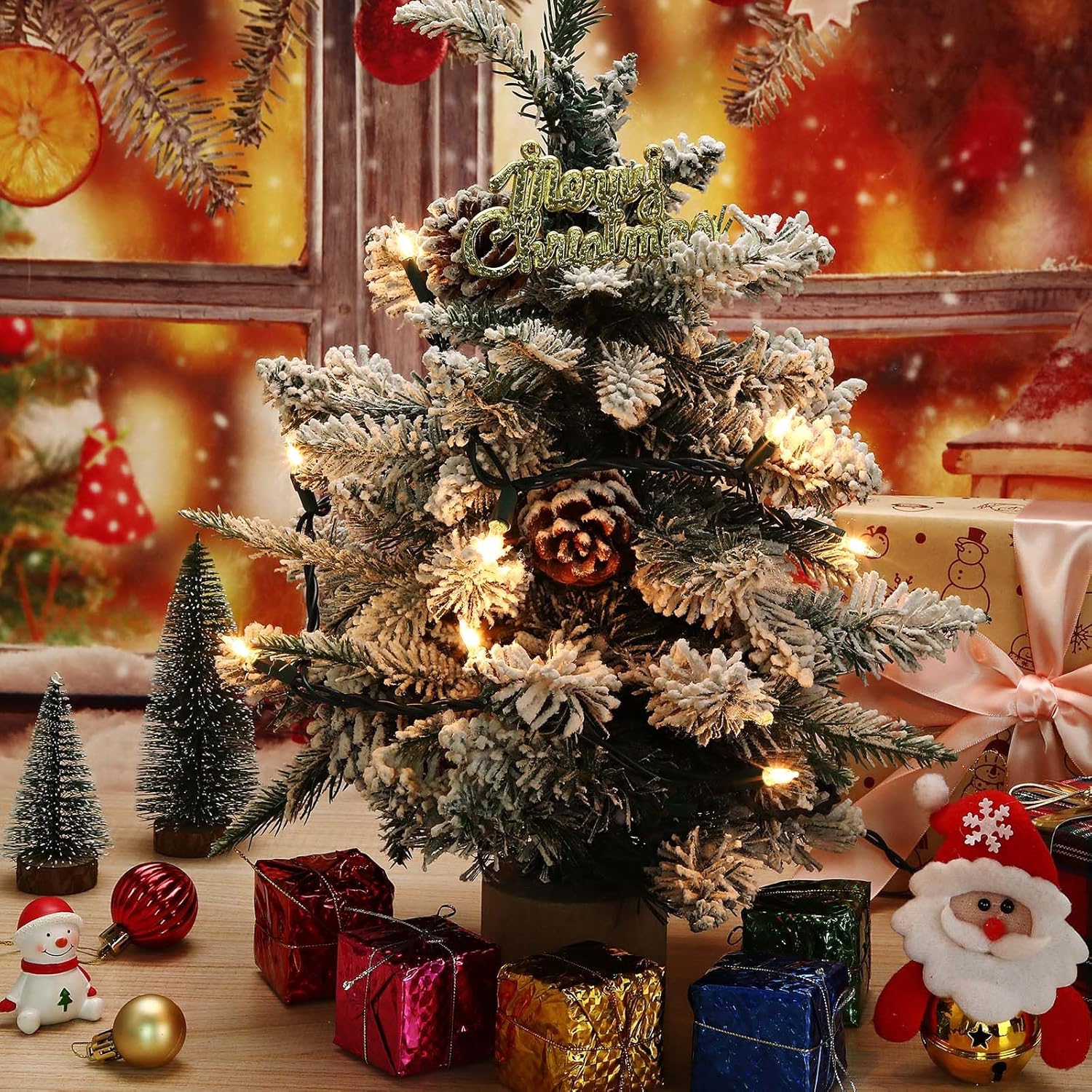 Mini Christmas Lights String Warm White Vintage Short Strand String Lights, Clear Bulbs Wire Fit Light up Christmas Decorations(10 Bulbs Connectable,5ft,Green)