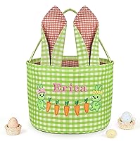 Vista 14 de Cesta de Pascua personalizada, cestas de Pascua de PEMIRSAYO para niños, cesta de conejo de Pascua, color rosa