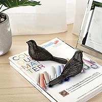 Vista 4 de Sumnacon 2 topes de puerta de hierro fundido para pájaros, tapones decorativos rústicos para puerta que evitan perforar agujeros, cuñas de puerta
