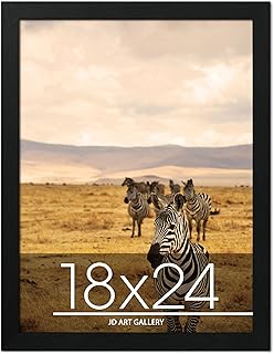 JD Art Gallery Poster Frame 18x24 Black, Handcrafted with Eco-friendly Wood and Polished Plexiglass, Flexible Hanging in Horizontal or Vertical Format and Hanging Hardware Included