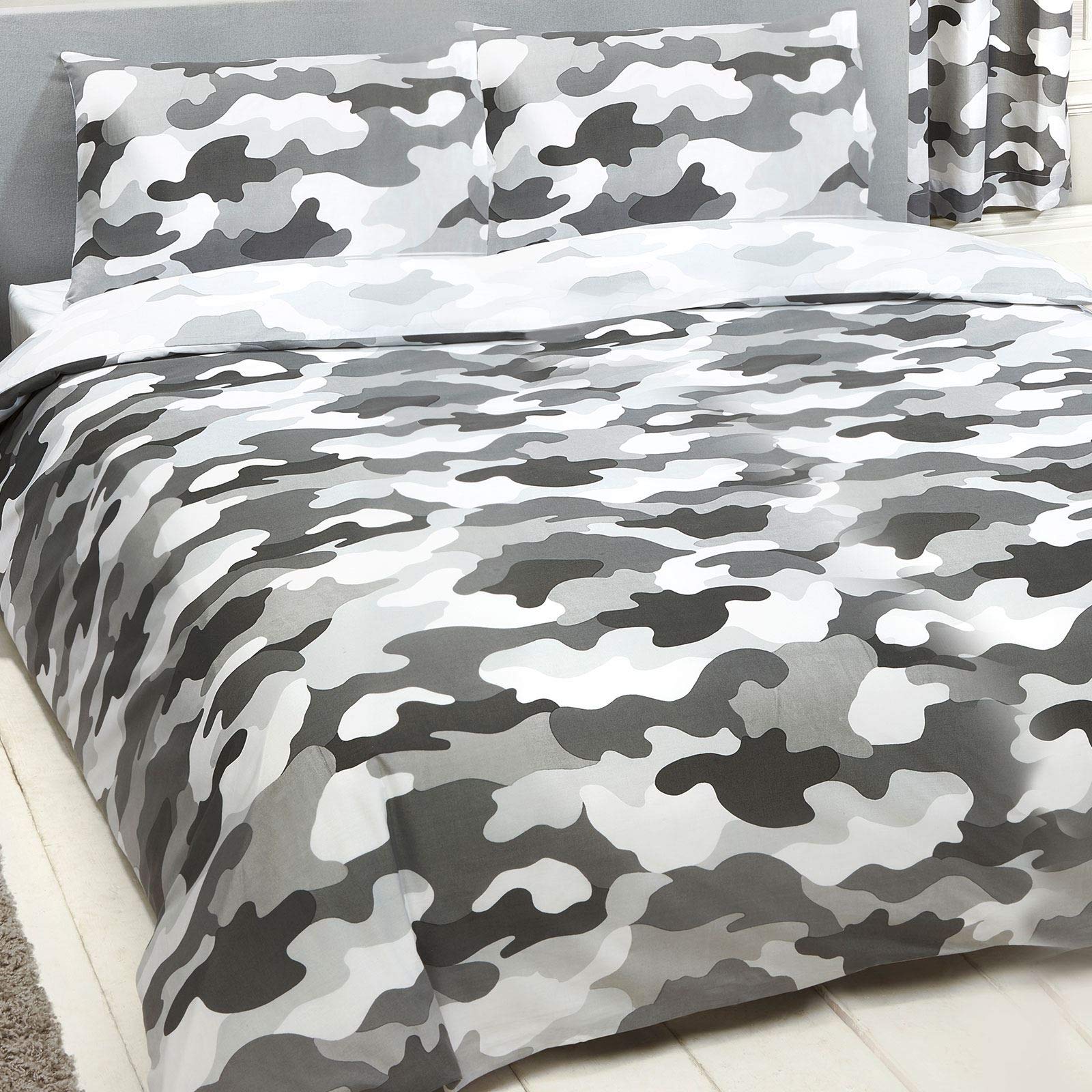 Price Right Home Grey Army Camouflage Reversible UK Double/US Full Unfilled Duvet Cover and Pillowcase Set