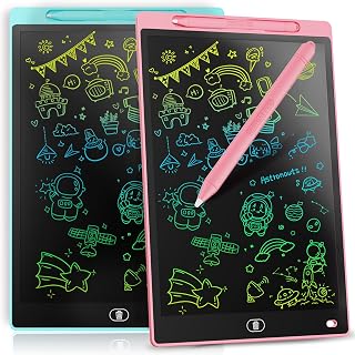 Genialba 2-Pack 8.5-Inch Colorful LCD Writing Tablet Doodle Board - Educational Toys for Kids 3-8, Pink & Blue Travel Drawing Pads