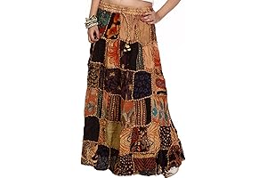 Dazzling Patchwork Raylon Skirt: A Tapestry Woven in Hues of Gujarat