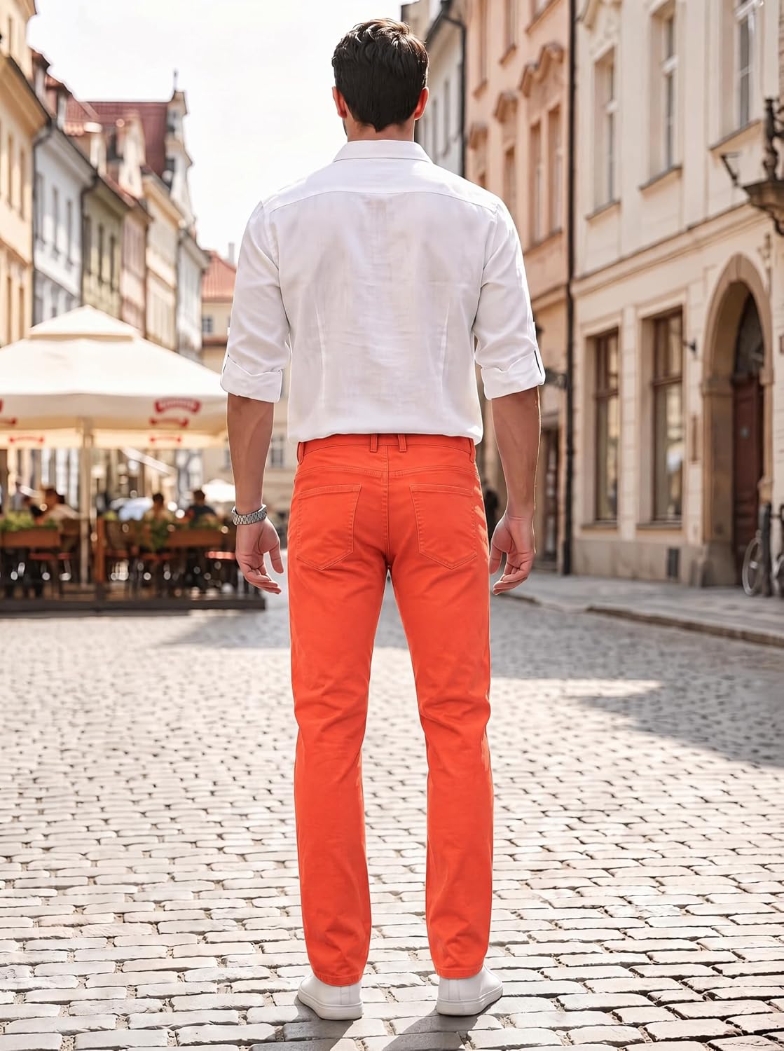 Mens Jeans Slim Fit Skinny Stretch Jeans Comfort Casual Classic Solid Denim Pants image 4
