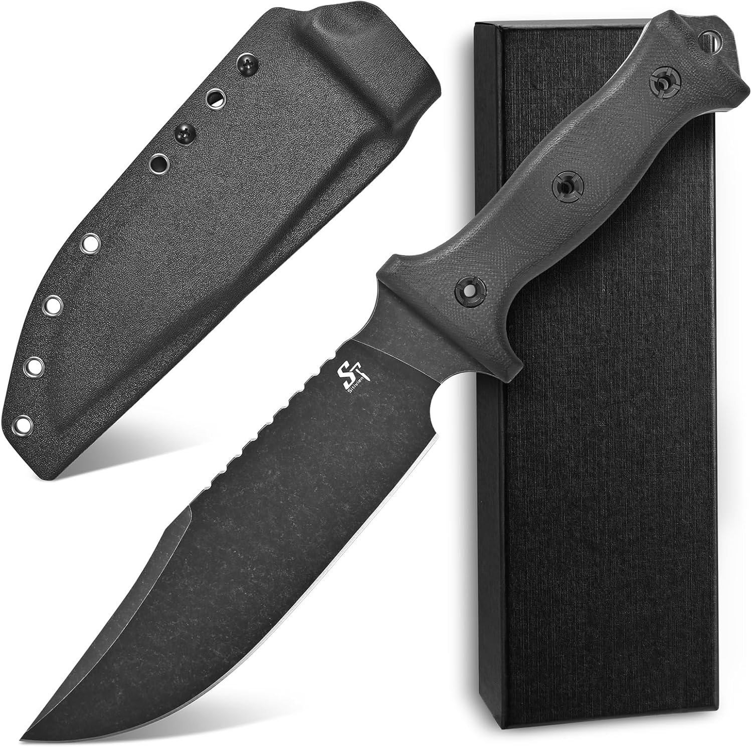 Sitivien ST28 Fixed Blade Knife 7MM Thick N690 Stainless Steel Blade G10 Handle Full Tang EDC Tool Knifes for Outdoor Working Camping Hunting Fishing