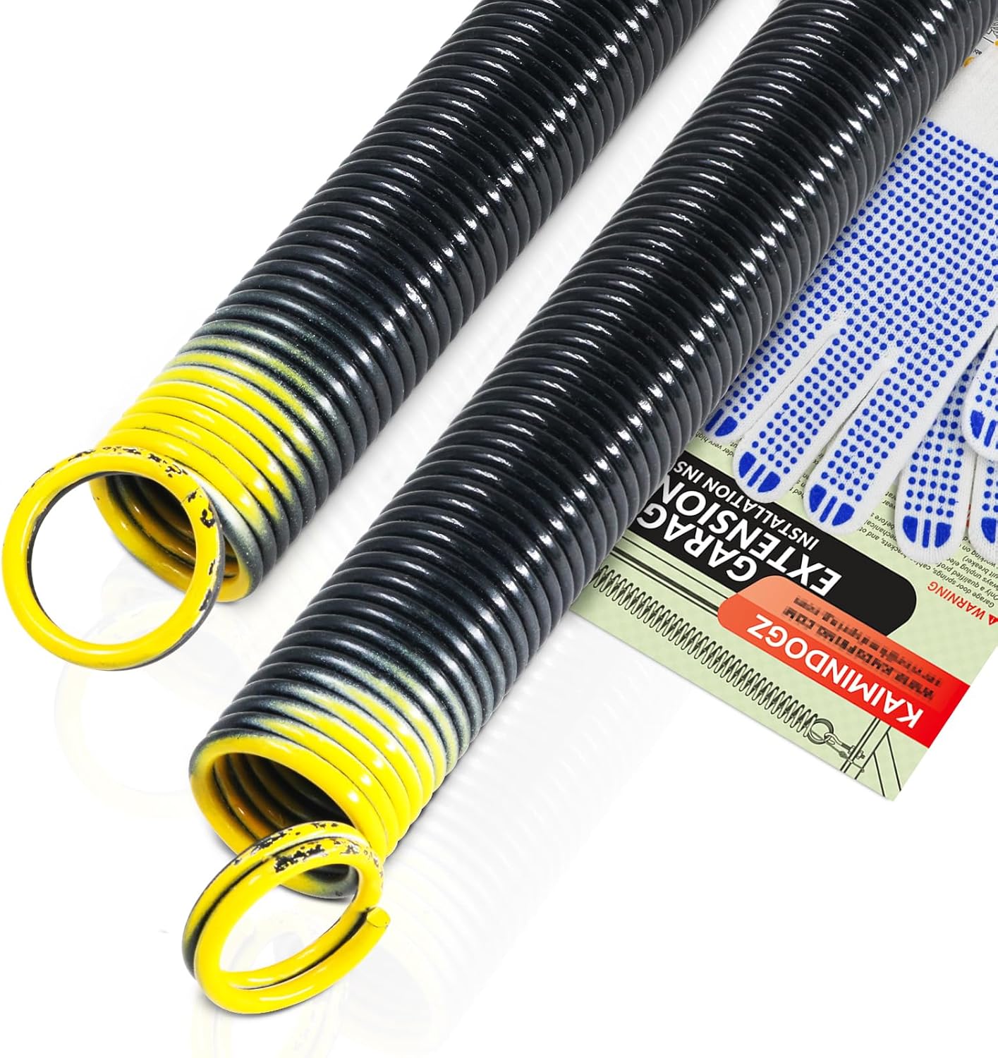 Pair of 130lb. Heavy Duty Garage Door Extension Springs Stretch Springs, 25" Long,Double Loop Ends, High Precision Electrophoresis Black Coated, MIN 16,000 Cycles, for 7ft High Garage Doors