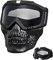 Vista 10 de Gafas de montar para casco de motocicleta con máscara facial extraíble, máscara vintage de lucha de balas para motocross, máscara de paintball
