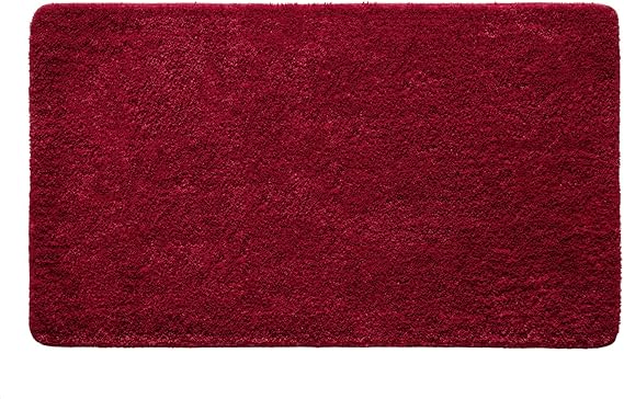 LIVEINU Badematte Shaggy Optik - Rutschfester Badezimmerteppich 80x150cm In Weinrot