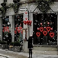 Vista 6 de Paquete de 5 luces de ventana para el día de San Valentín con temporizador, funciona con pilas, cadena roja iluminada en forma de corazón, silueta