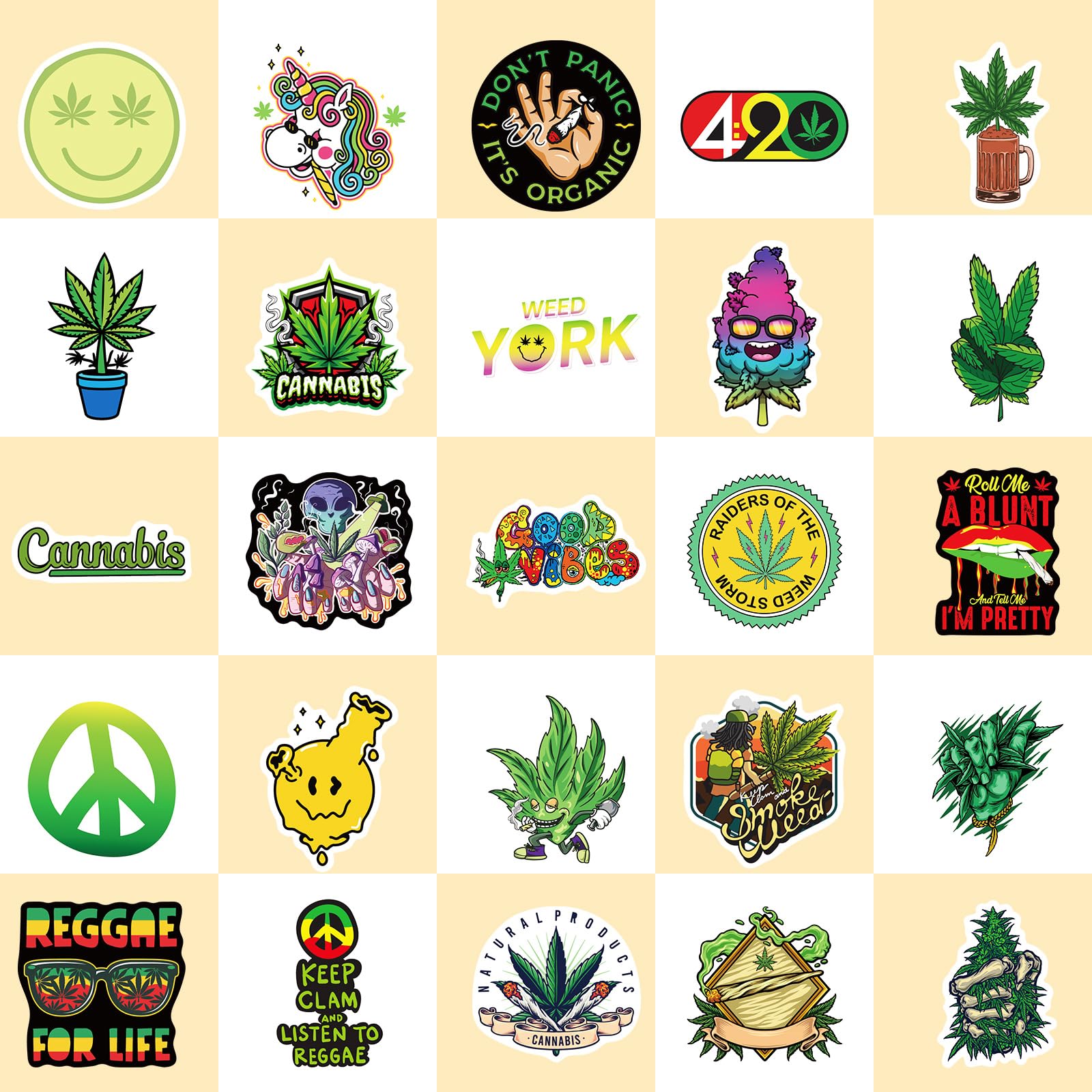 100 pcs Trippy Weed Stickers,Leaf Pot Stickers Decals for Adults Girls Mens.Skull Horror 420 Stickers for Water Bottles Laptops.Marijuana Weed Accessory Merch Gift Party Favors