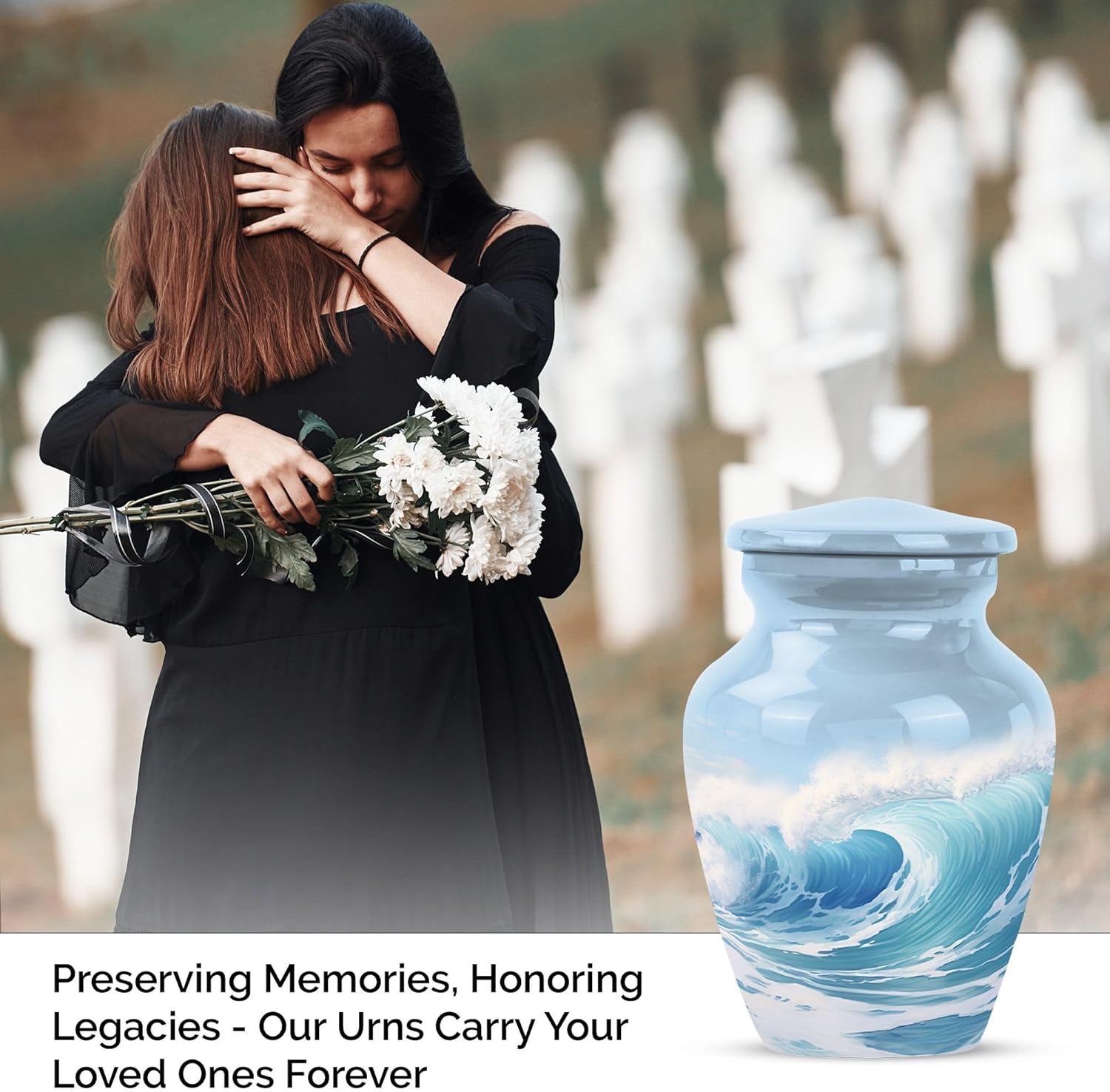 Ocean Urns for Human Ashes Keepsake Male - Small Burial Urn for Adult Female - Cremation Mini Urn for Ashes for Women - Human Urns for Dad 3 Inch