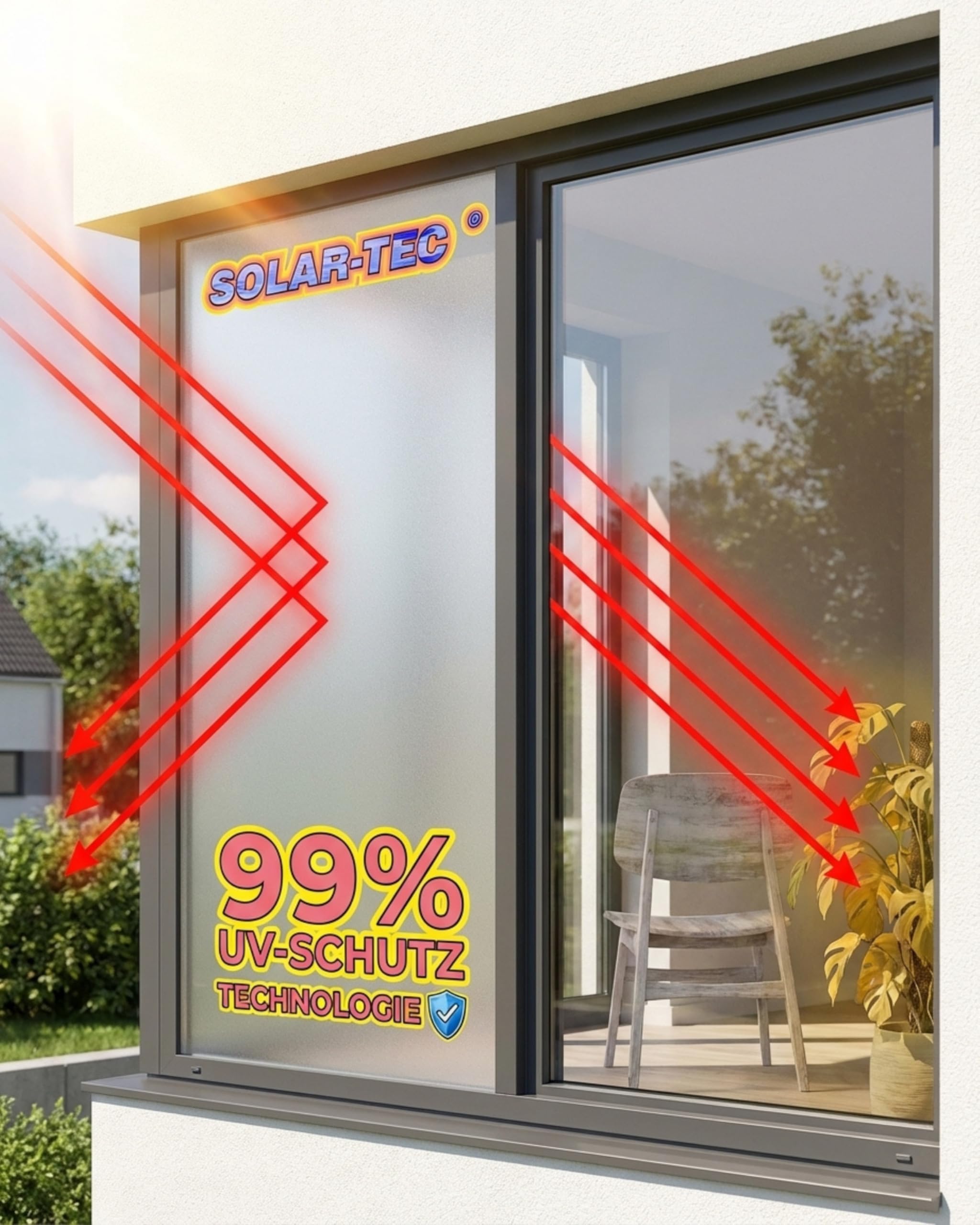 Sichtschutz-Folie - Selbstklebende Fensterfolie - Blickdichte Milchglasfolie - Klebefolie - UV-Schutz Glasfolie - seidenmatt - 76 x 600 cm