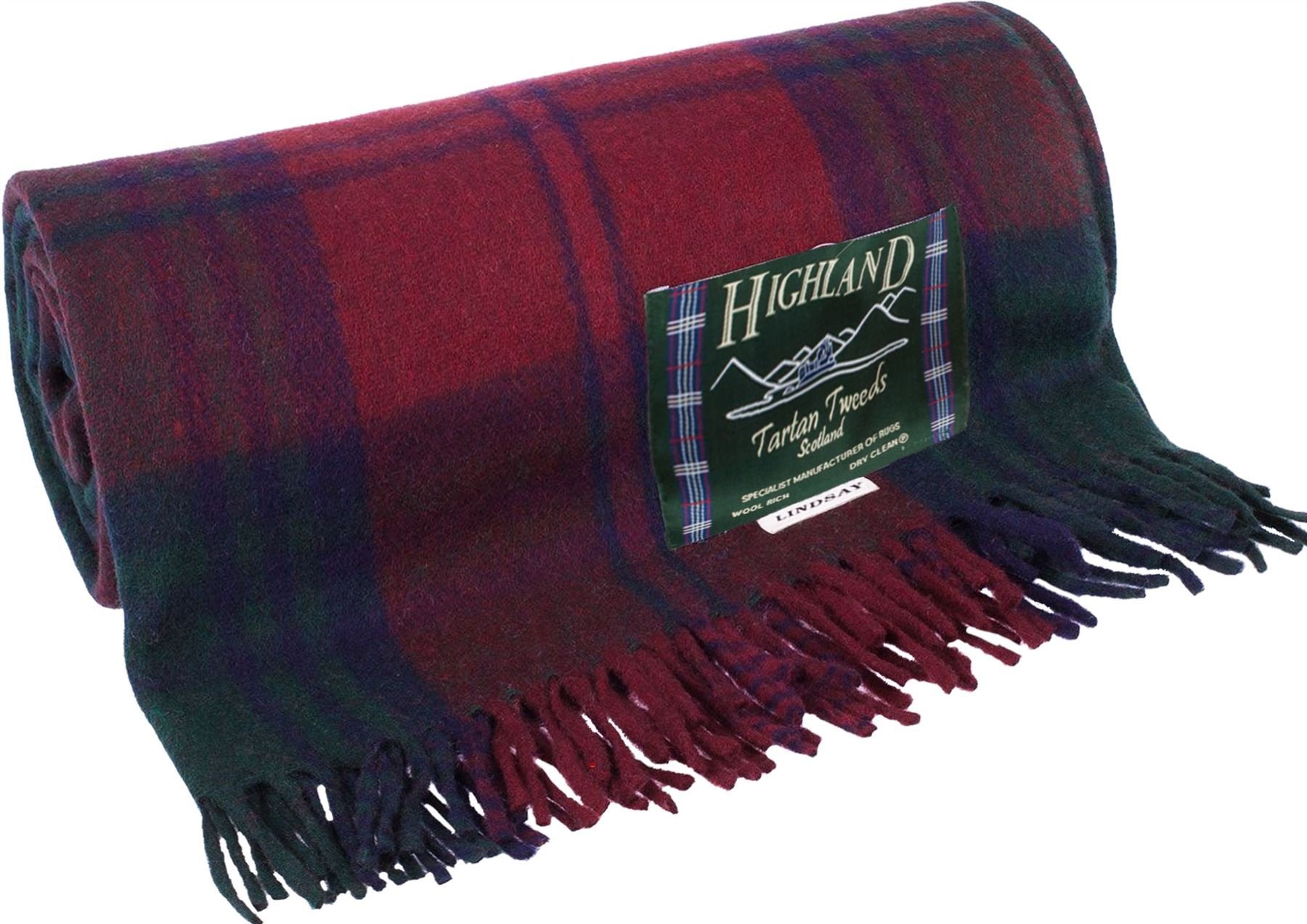 I LUV LTD Lindsey Tartan Burgundy Tweed Sofa Throw Blanket 75% Wool Plaid Large Throws for Sofas Wool Rug Outdoor Blanket Picnic Blankets