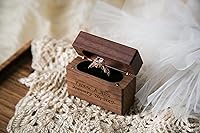Vista 34 de MUUJEE You Are My Universe Engraved Wooden Ring Box, Slim Engagement Proposal Ring Holder, Wedding Ceremony Ring Bearer Box, Fiance Gift Ideas