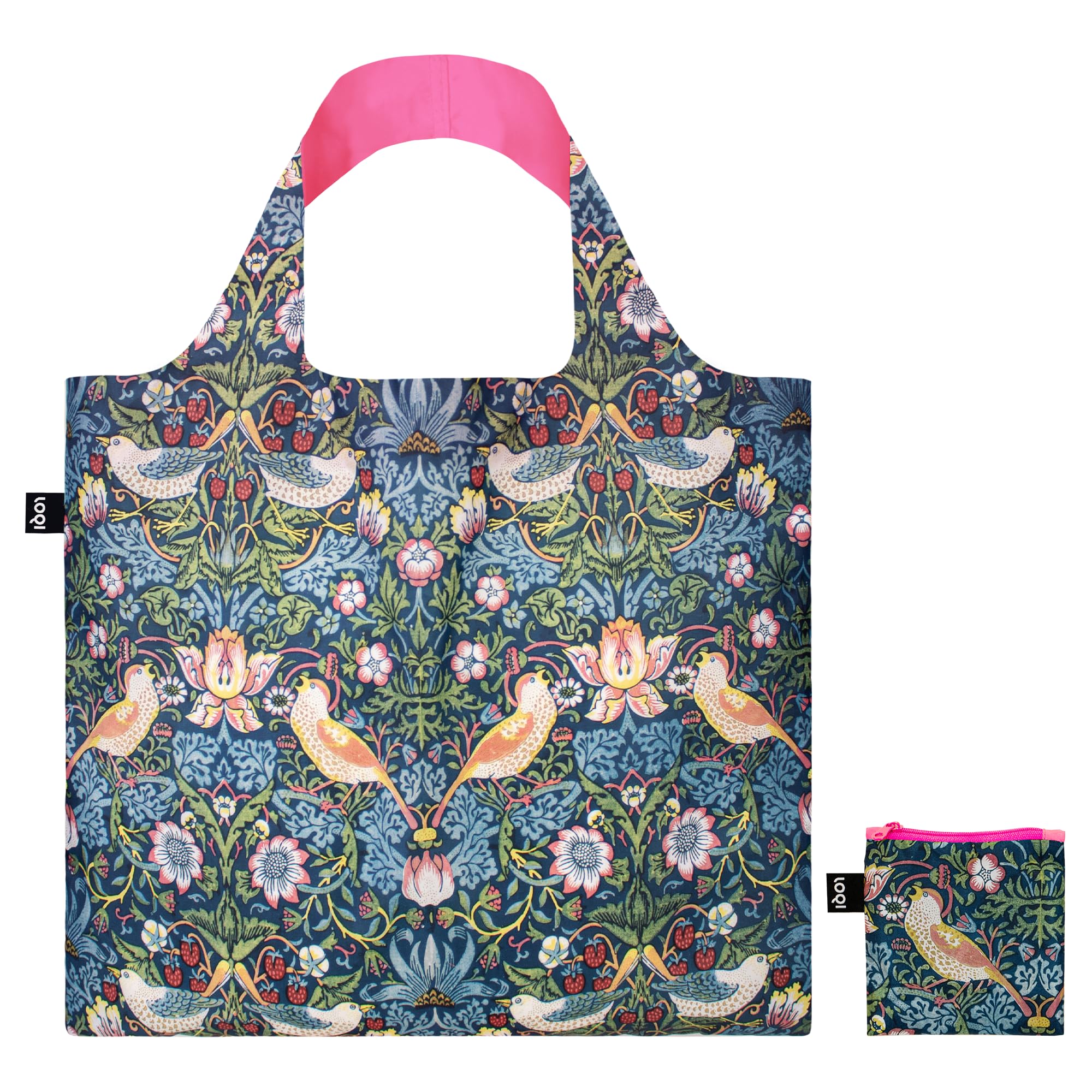 LOQI WILLIAM MORRIS The Strawberry Thief Neon Pink Bag