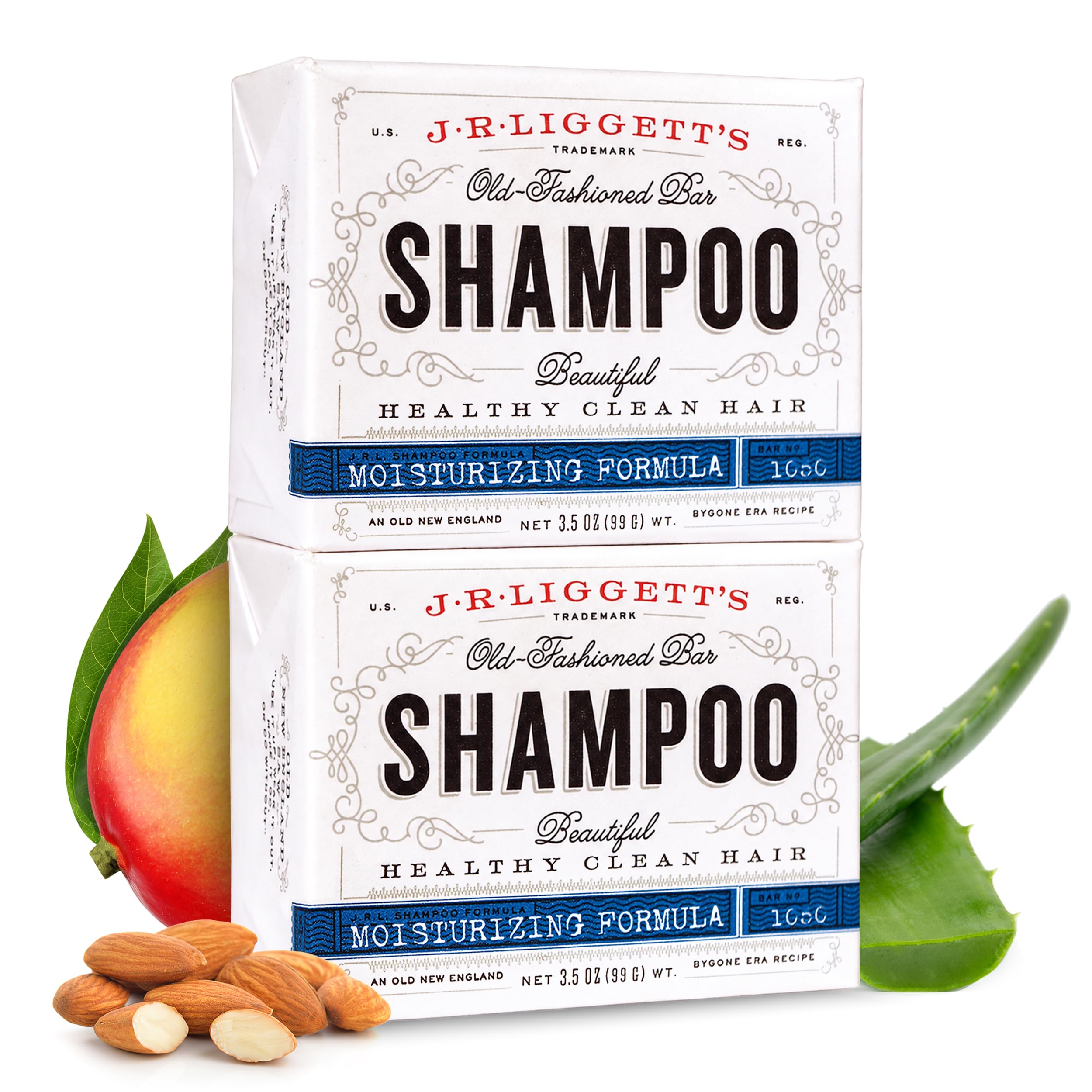 J·R·LIGGETT'S Solides Shampoo, feuchtigkeitsspendende Formel, komplett natürliches festes Shampoo mit Kokosöl und Aloe Vera, ohne Sulfate, ohne Reinigungsmittel, stellt die Weichheit wieder her