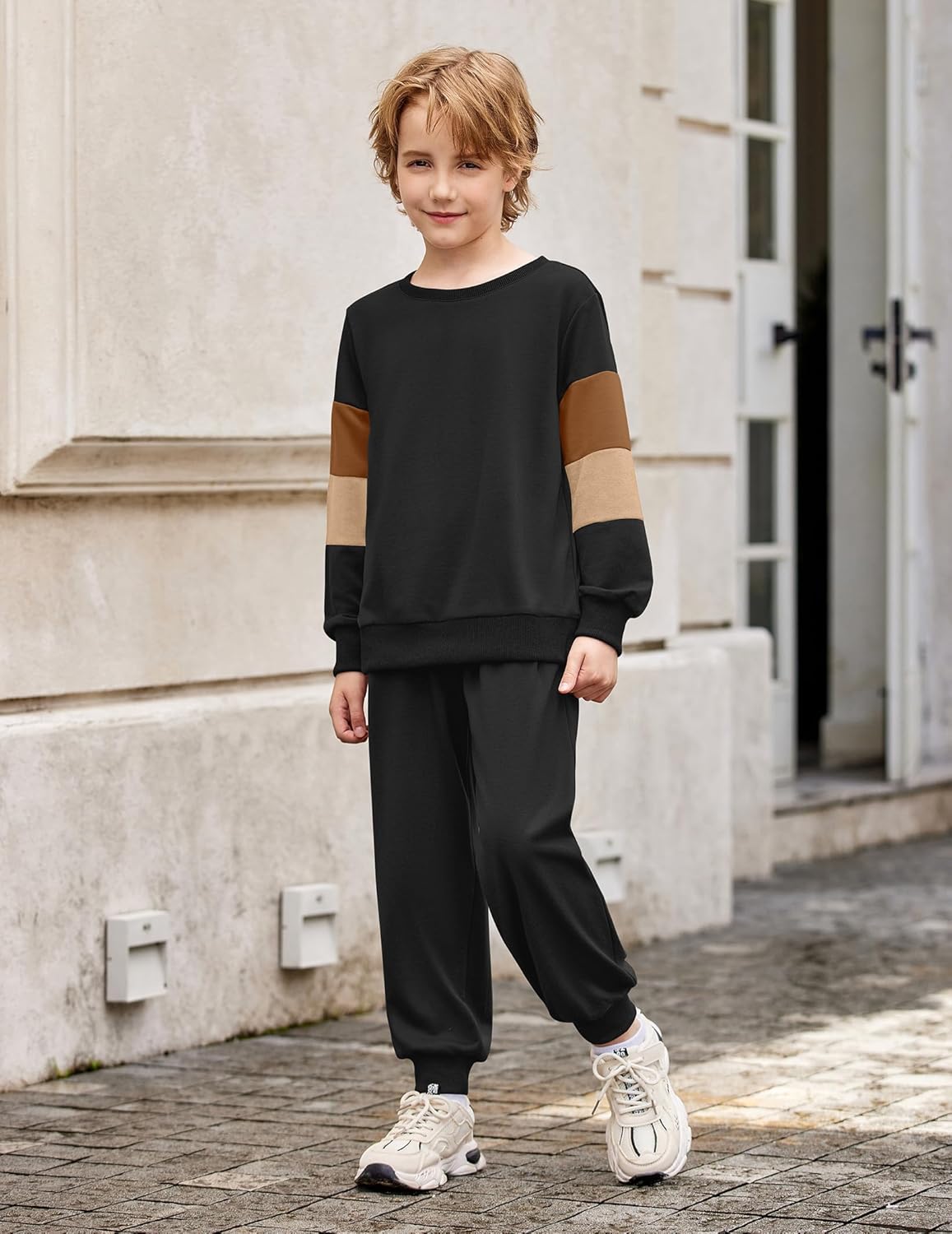 Arshiner Boy Clothes 2 Piece Color Block Sweatshirt and Pants Set Fall Winter Outfit for Toddler and Kids 2-9 Years - Image 4