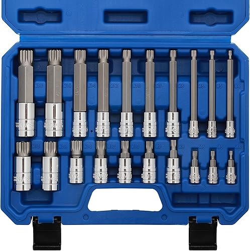Miniatura 8 de CASOMAN Spline Tip Socket & XZN Juego de llaves de vaso de punta estriada triple cuadrada, 12, 38 y 14 pulgadas, juego de 20 piezas, M4-M18, 12