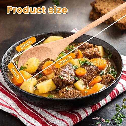 Vista 2 de HANSGO 6PCS Wooden Spoons, 12 Inch Wooden Mixing Spoons Long Handle, Large Wood Kitchen Utensils for Cooking Stirring Baking Tasting, DIY Available