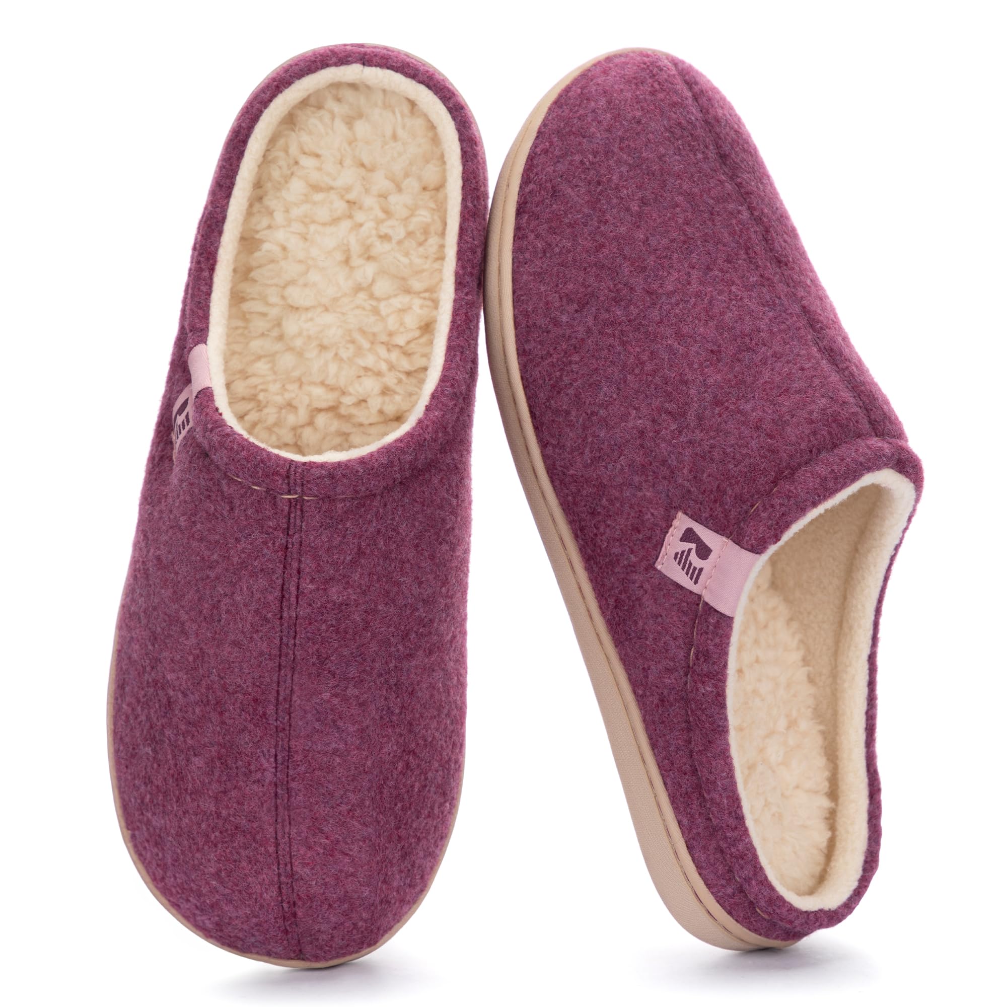RockDove Damen Hausschuh aus Filz im Clog Stil robust rutschhemmend für den Innenbereich, 38/39 EU, Bordeaux