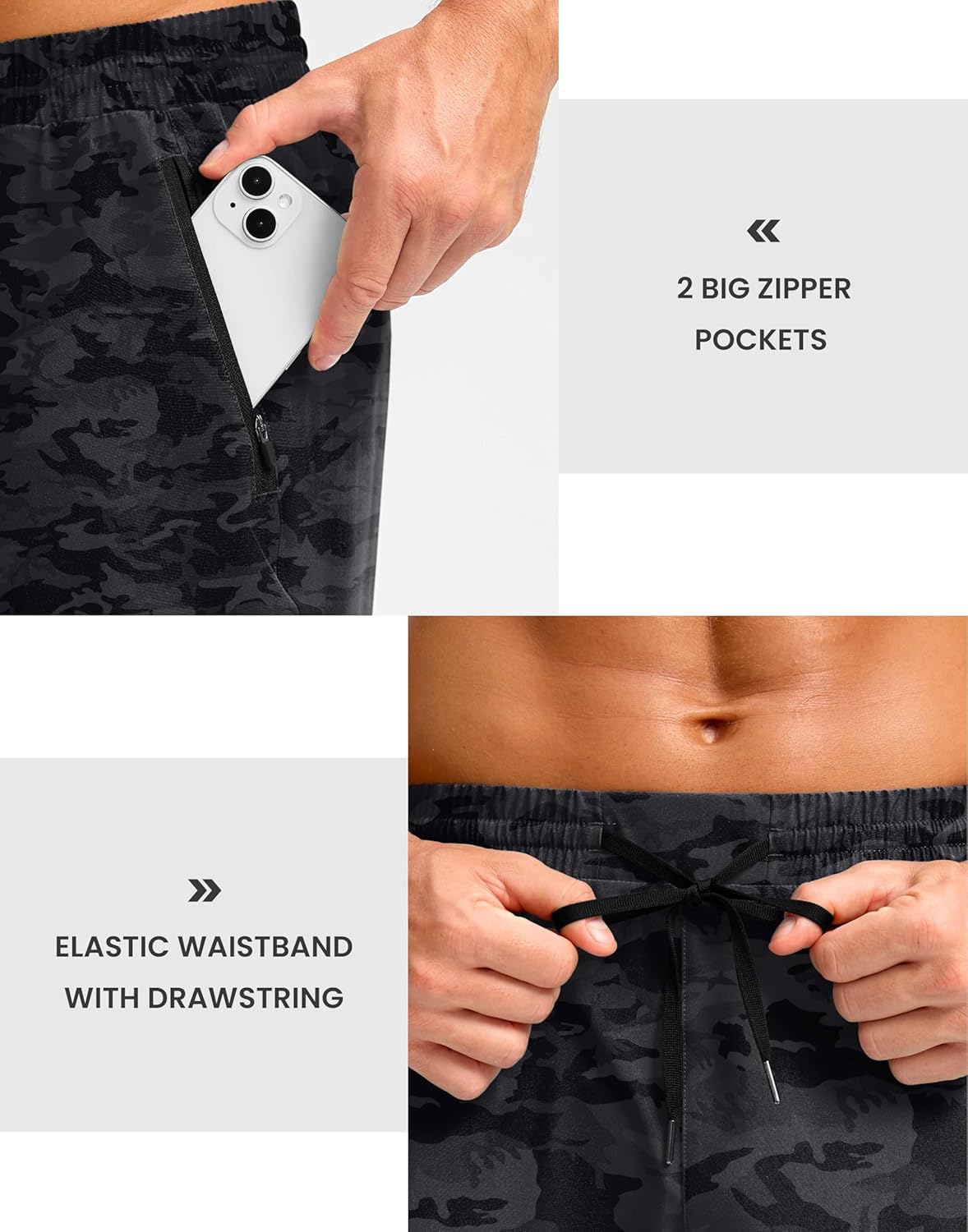 Pudolla Men's Running Gym Shorts with Zipper Pockets 5"/7"/ Lightweight Quick Dry Running Workout Athletic Short - Image 4