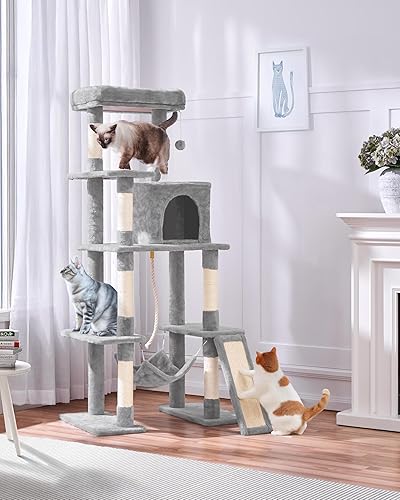 Vista 16 de Yaheetech Torre para gatos de 63 pulgadas, muebles para mascotas de varios niveles para gatitos de interior con postes rascadores cubiertos de sisal