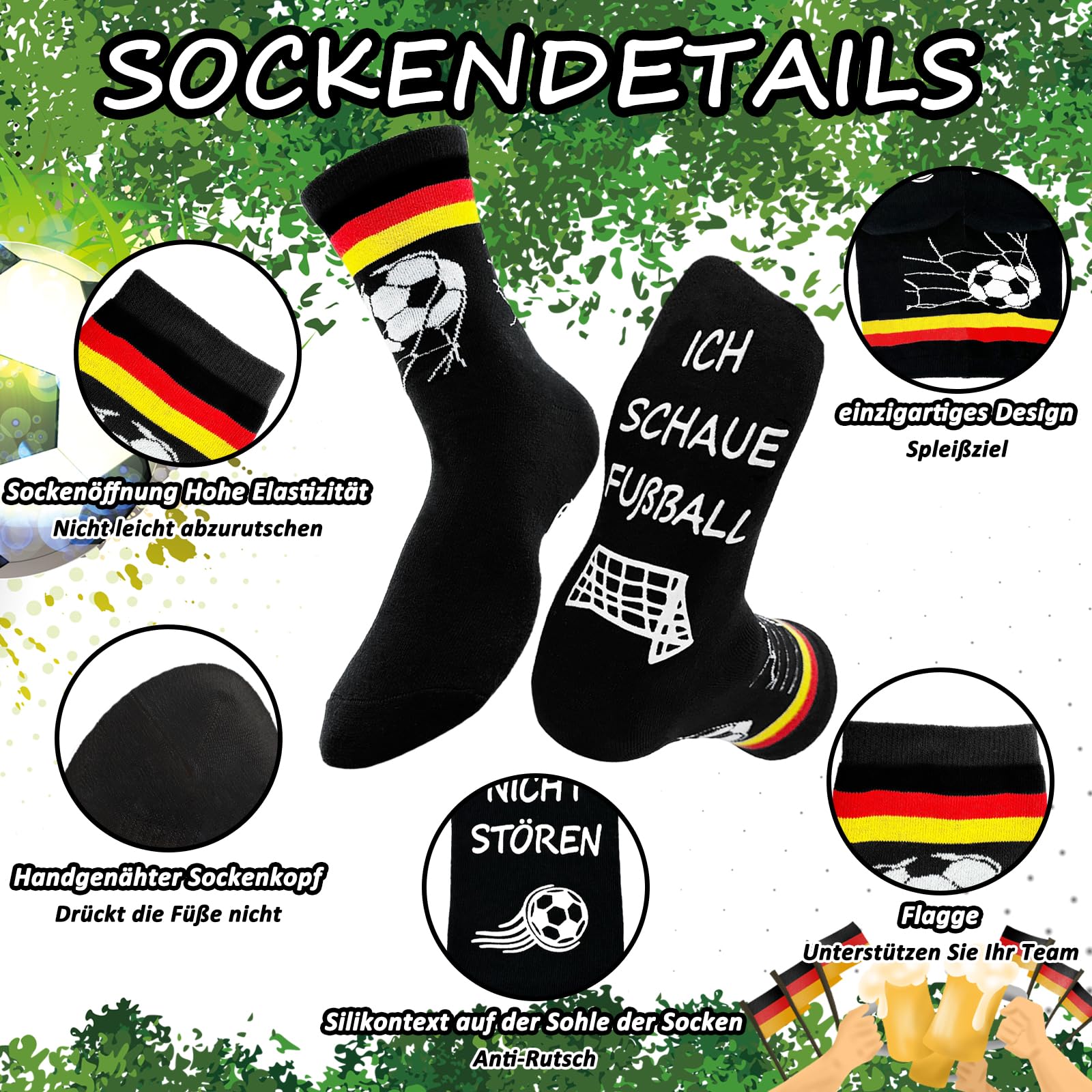 DADAPANGHU Fussball Socken, Lustige Geschenke für Männer Kleinigkeiten, Fußball Socken Fussball Geschenke Jungen Football Socks, Geburtstagsgeschenk Weihnachtsgeschenke Fußball WM 2026 Fanartikel - 4