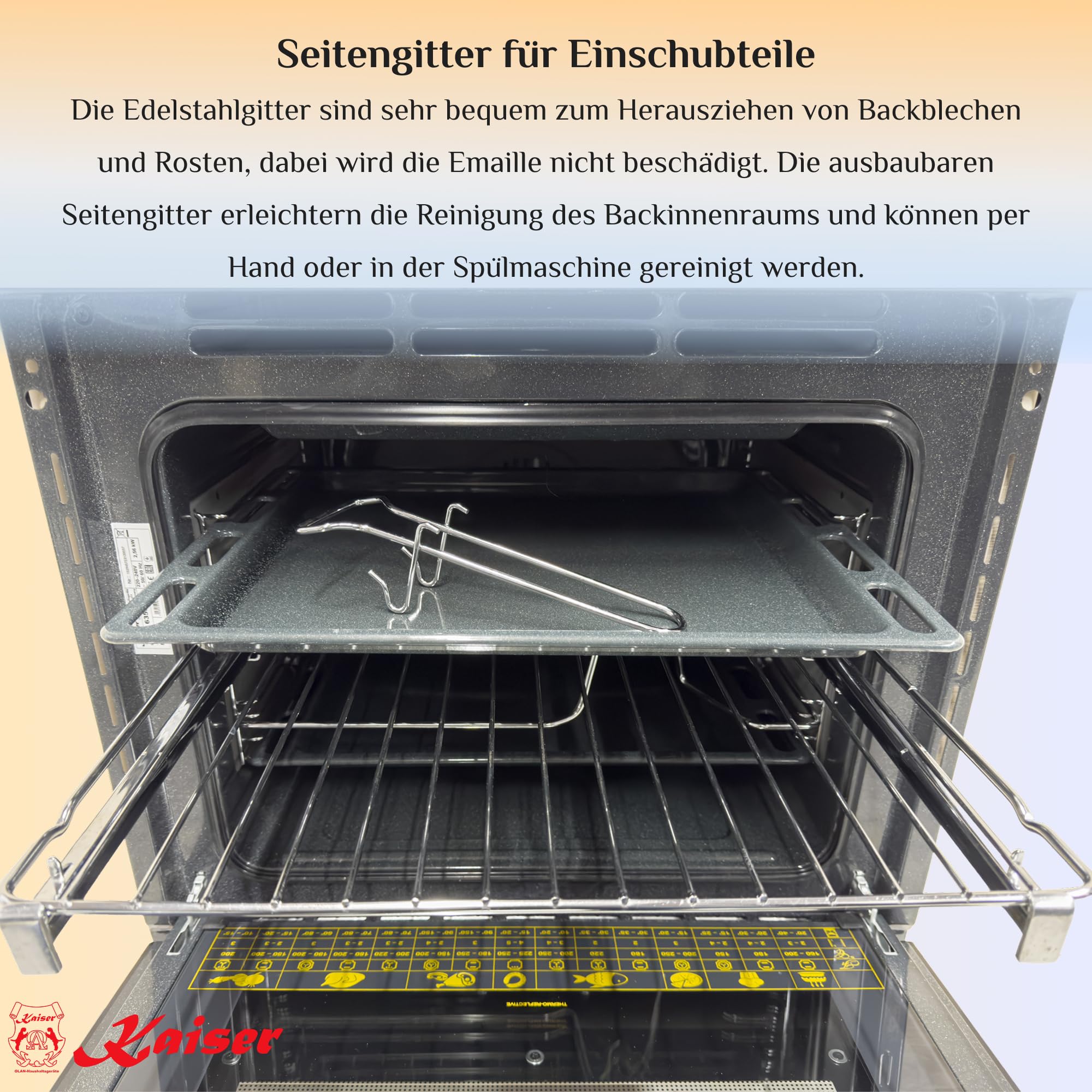 KAISER Einbaubackofen EH 6355 Em Sil mit 1-fach-Teleskopauszug, Retro Elektro Einbau Backofen Autark 60 cm 67L 8 Funktionen in Schwarz
