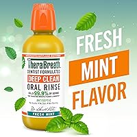 Vista 2 de TheraBreath Enjuague bucal de limpieza profunda, beneficios antisépticos, sabor a menta fresca, formulado por dentistas, sin alcohol, 16 fl oz